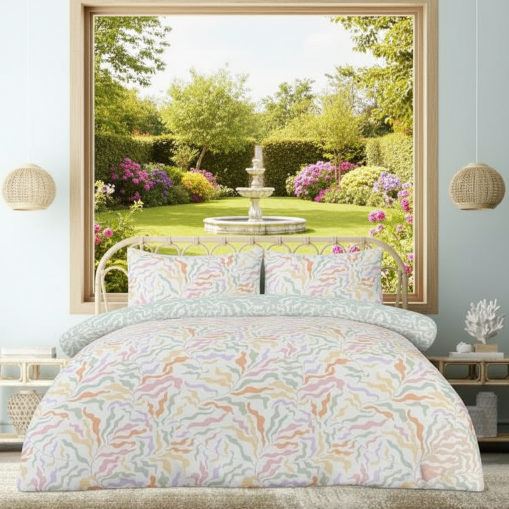 Reversible Microfiber Duvet Cover Set with Pillowcases, Super Soft, Easy Care