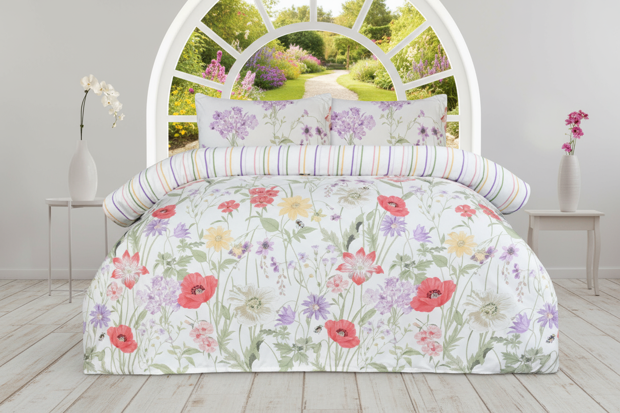 Reversible Microfiber Duvet Cover Set with Pillowcases, Super Soft, Easy Care