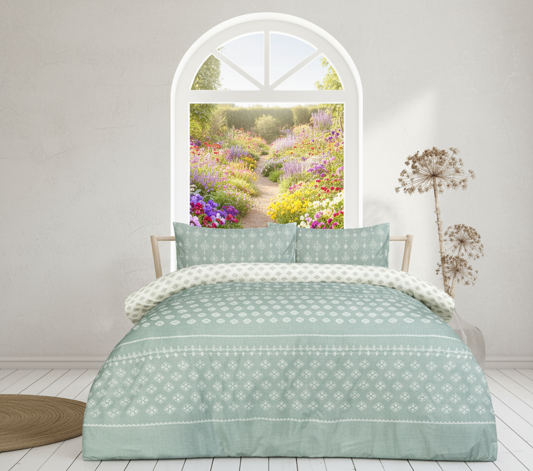 Reversible Microfiber Duvet Cover Set with Pillowcases, Super Soft, Easy Care