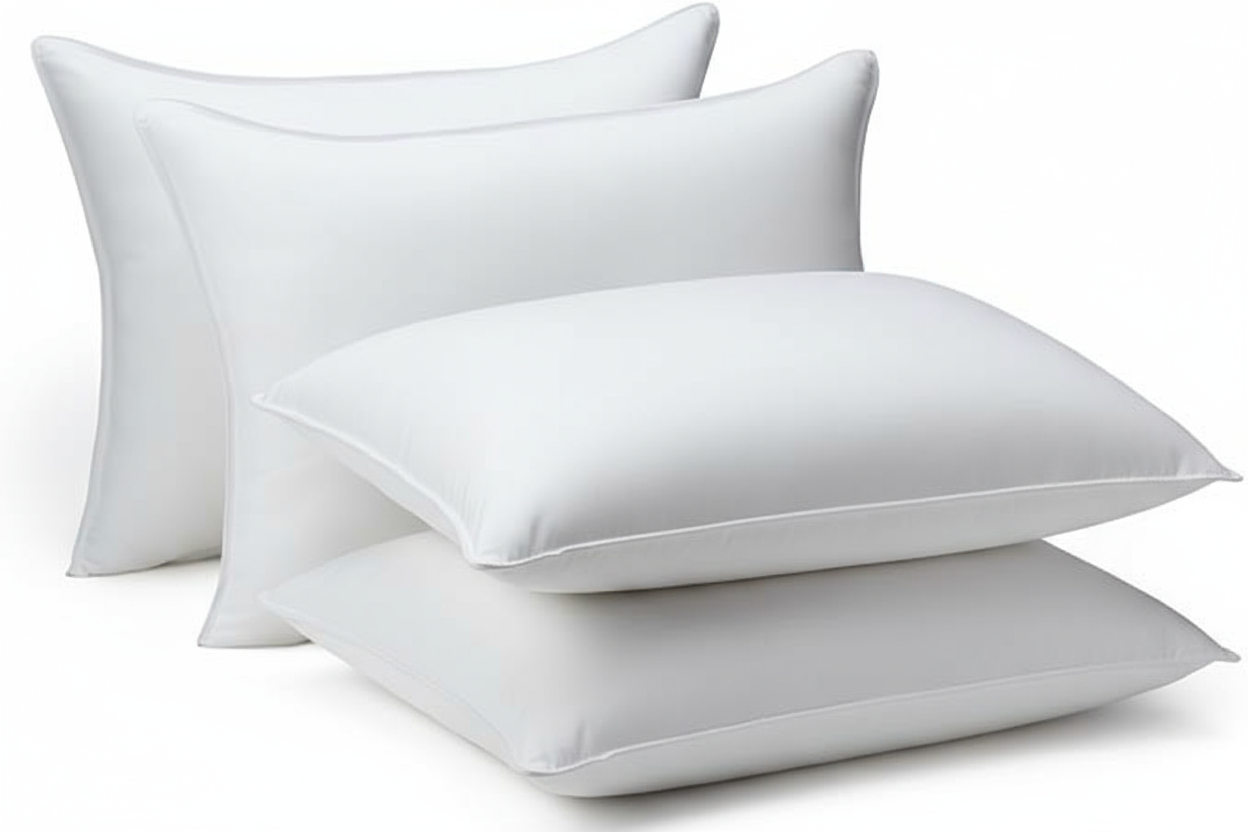 Hotel-Quality Pillows, Pack of 2, Standard UK Size, Cooling Microfiber