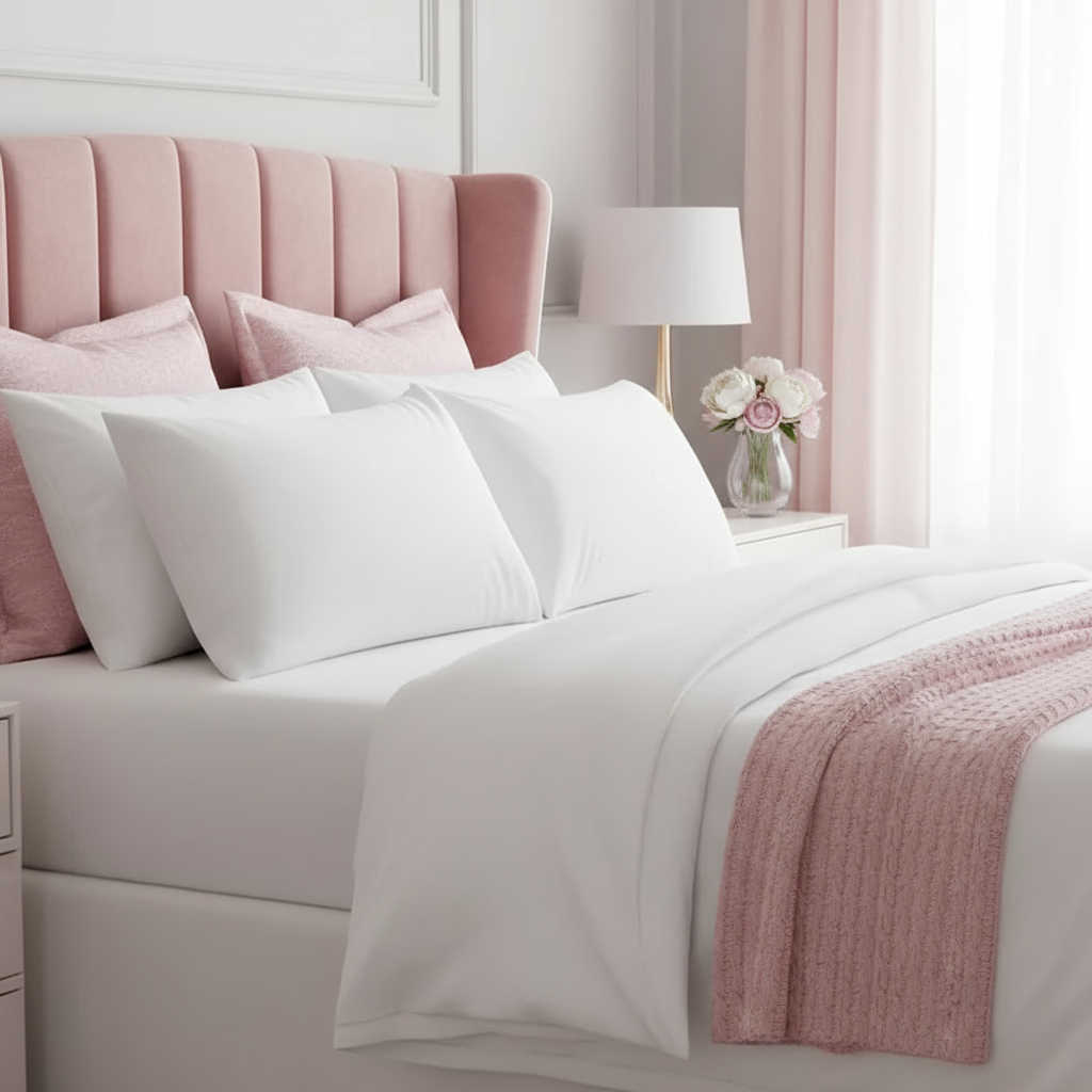 Hotel-Quality Pillows, Pack of 2, Standard UK Size, Cooling Microfiber