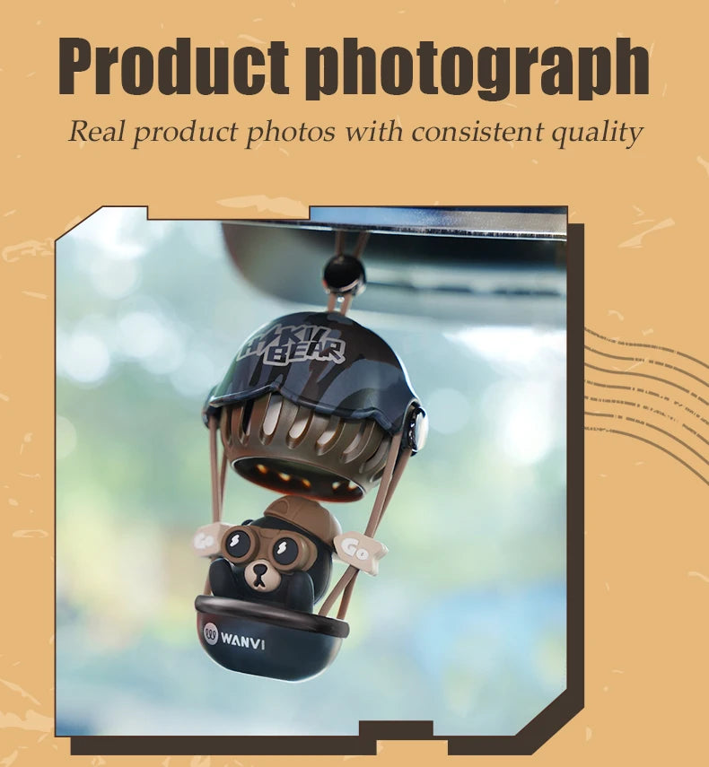 Balloon Bear Car Hanging Ornament, Rearview Mirror Charm and Air Freshener