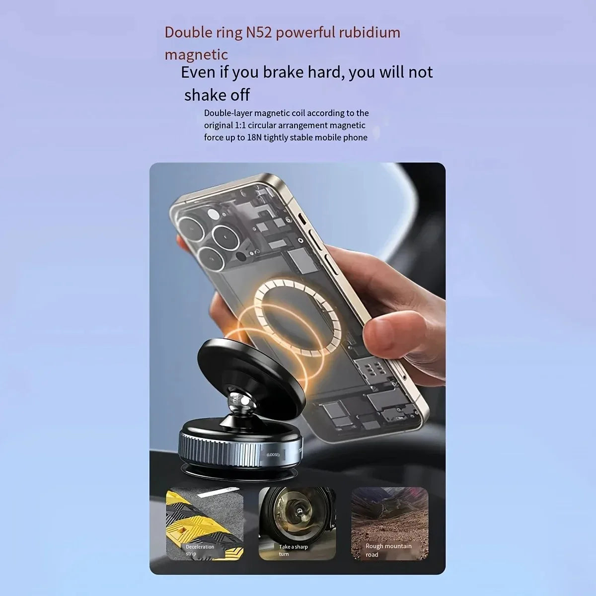 Magnetic Car Phone Holder, 360 Degree Adjustable, Universal Fit, Dashboard and Desk Mount