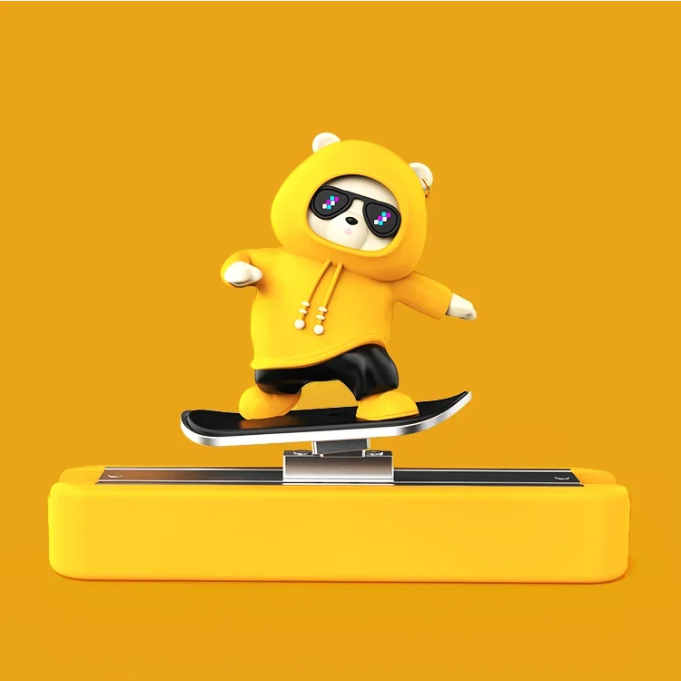Skateboard Bear Magnetic Parking Number Plate, Cute Car Dashboard Decoration