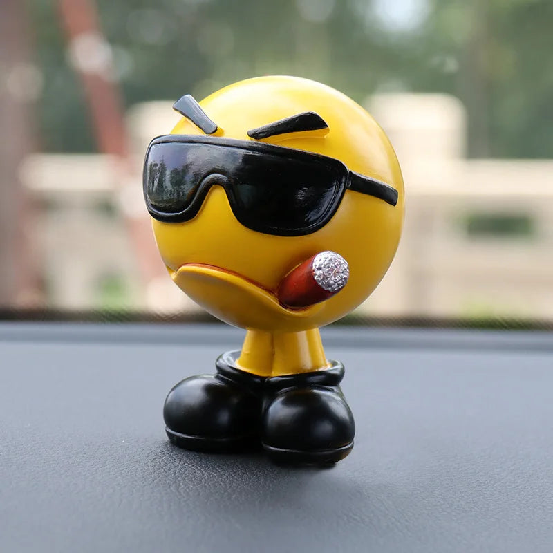 Bobblehead Expression Doll Car Ornament, Cute Cartoon Dashboard Decoration