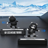Skateboard Bear Magnetic Parking Number Plate, Cute Car Dashboard Decoration