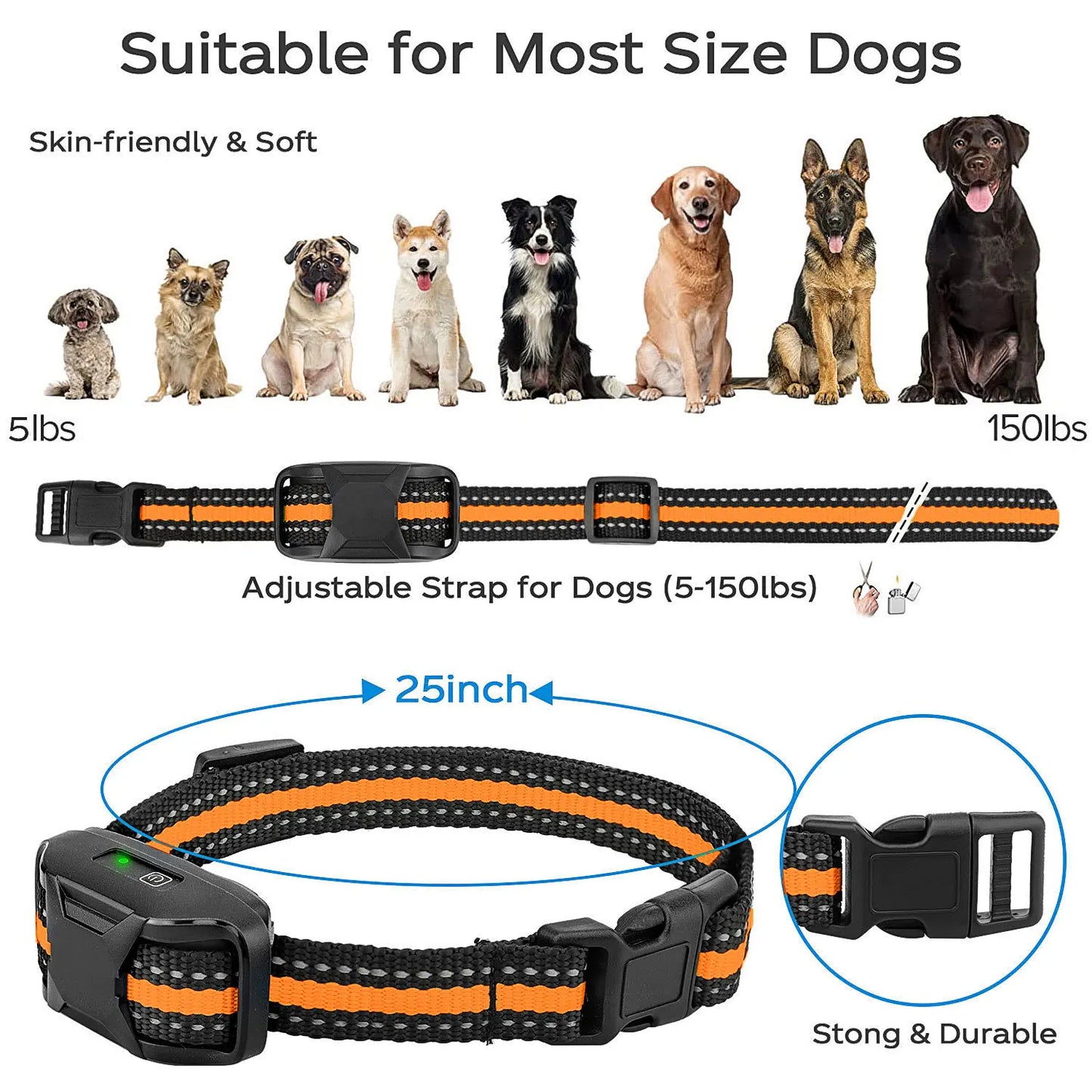 Remote Dog Training Collar, 1000m Range, Rechargeable, Waterproof, Beep, Vibration and Shock