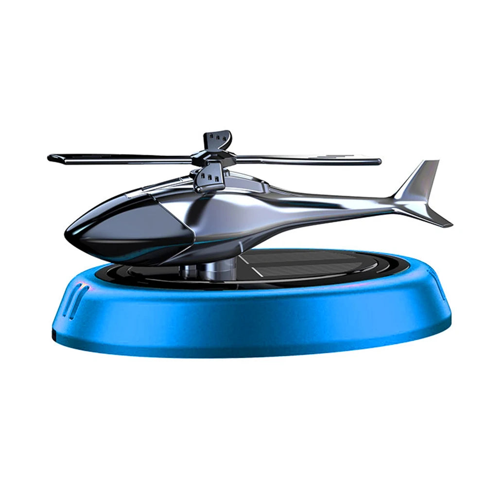 Solar Helicopter Car Air Freshener, Rotating Alloy Ornament and Aroma Diffuser