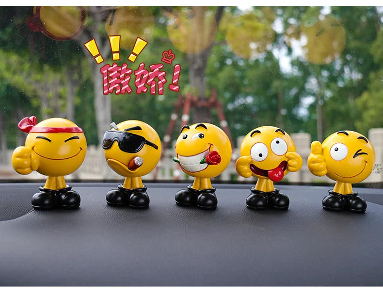 Bobblehead Expression Doll Car Ornament, Cute Cartoon Dashboard Decoration
