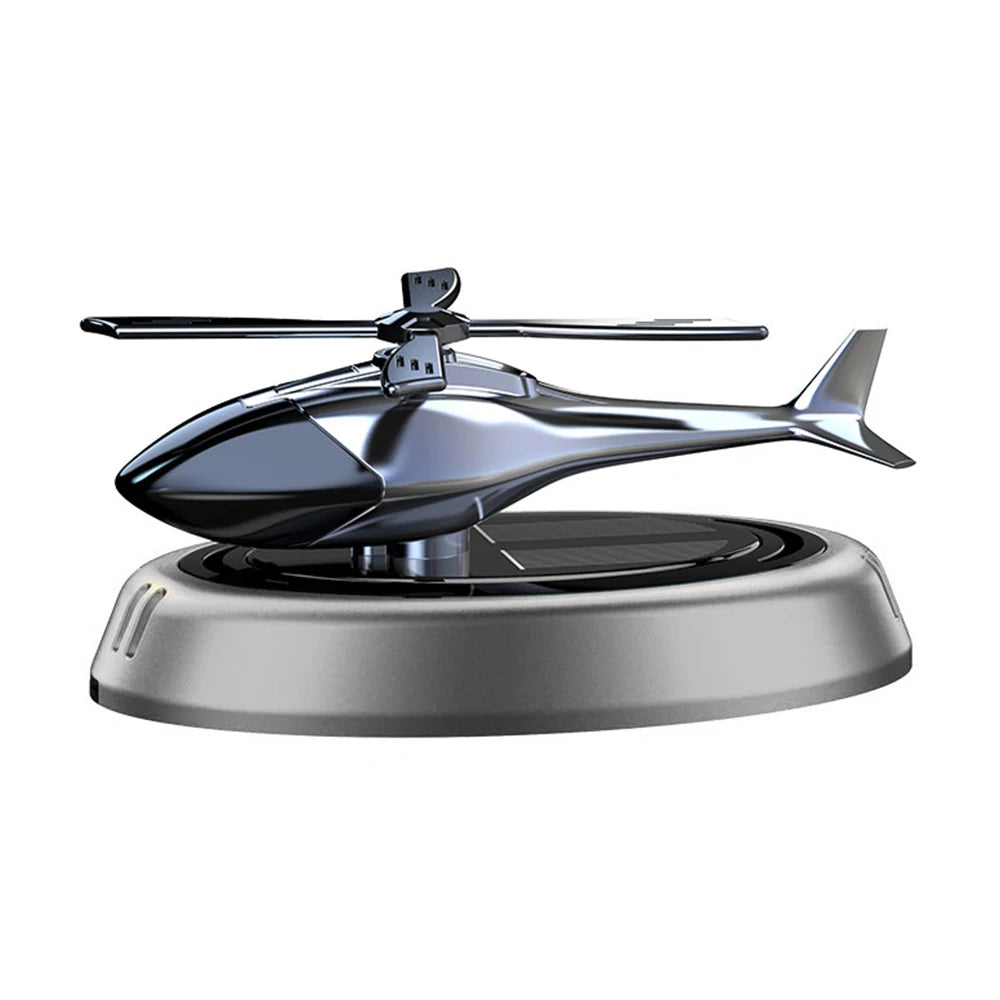 Solar Helicopter Car Air Freshener, Rotating Alloy Ornament and Aroma Diffuser