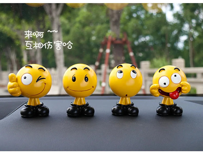 Bobblehead Expression Doll Car Ornament, Cute Cartoon Dashboard Decoration