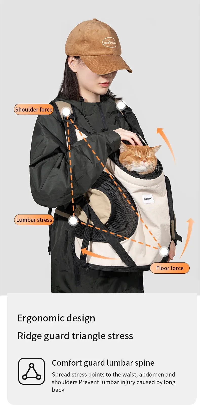 Front Chest Pet Carrier Backpack, Breathable, Hands-Free for Cats and Dogs