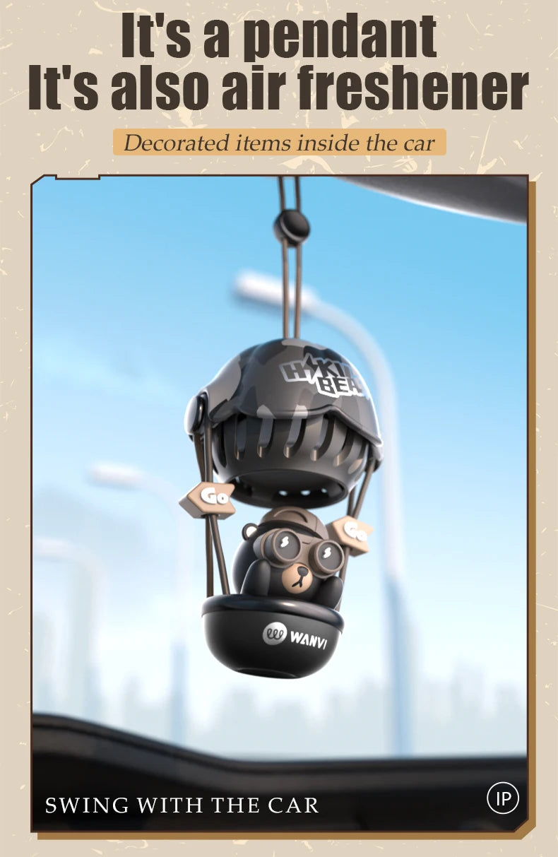 Balloon Bear Car Hanging Ornament, Rearview Mirror Charm and Air Freshener
