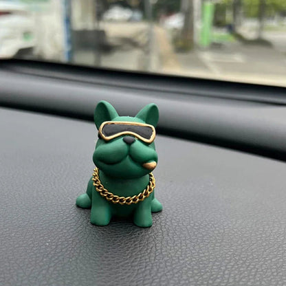 Resin Bulldog Car Dashboard Ornament, Durable Weighted Base, Interior Decoration