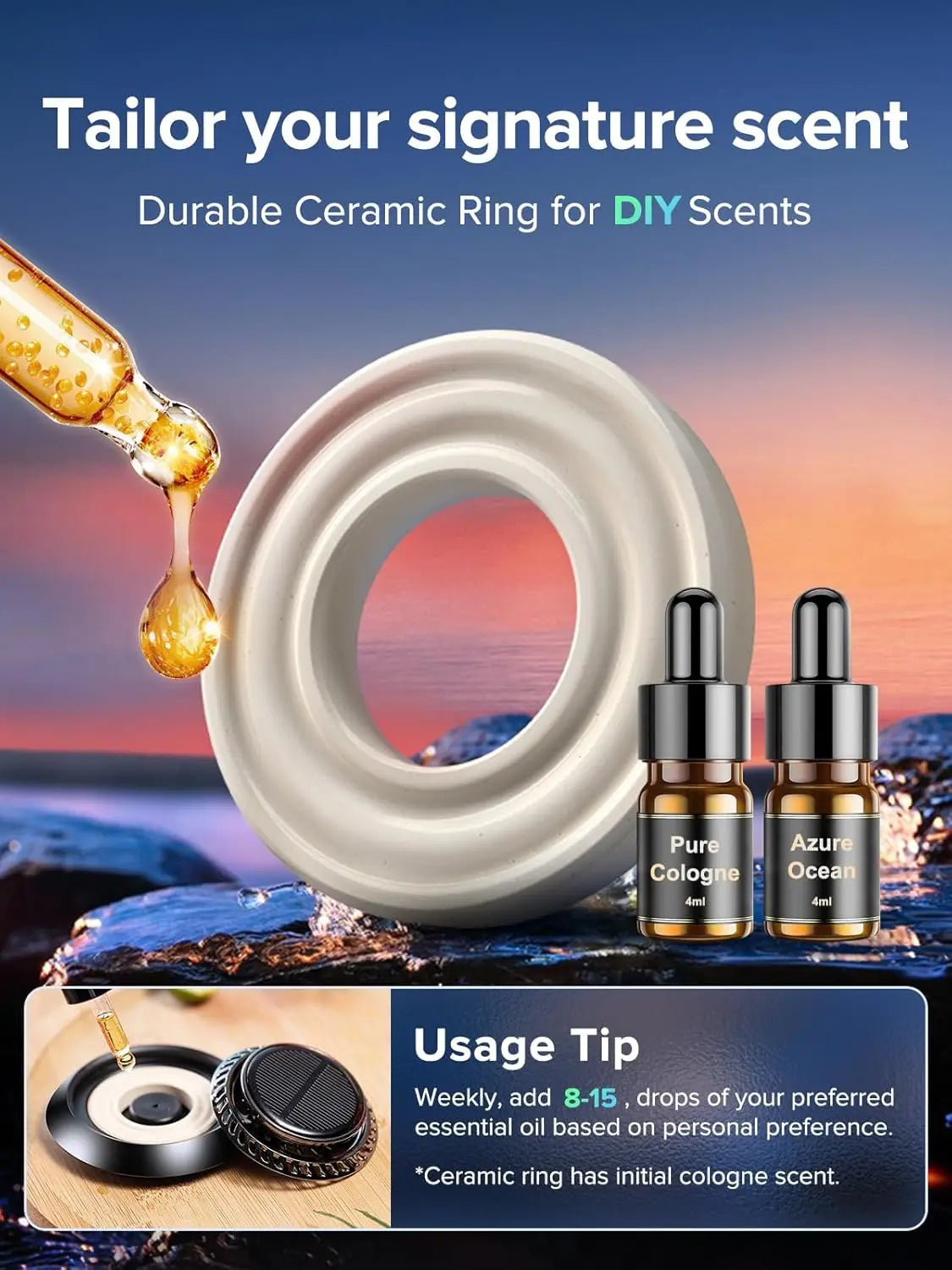 Smart Electric Car Air Freshener, Aroma Diffuser, Odour Eliminator for All Cars