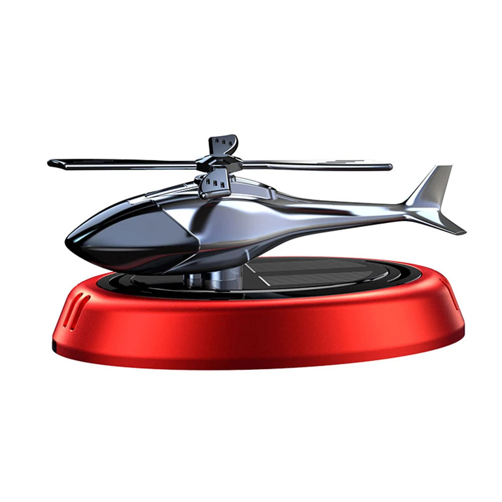 Solar Helicopter Car Air Freshener, Rotating Alloy Ornament and Aroma Diffuser