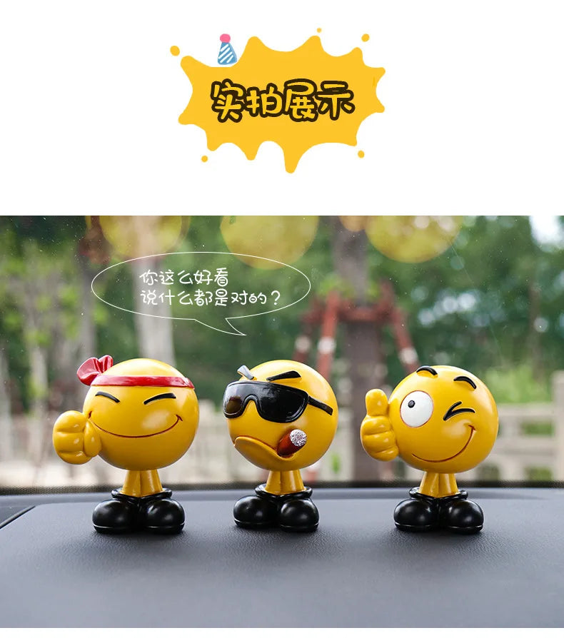 Bobblehead Expression Doll Car Ornament, Cute Cartoon Dashboard Decoration