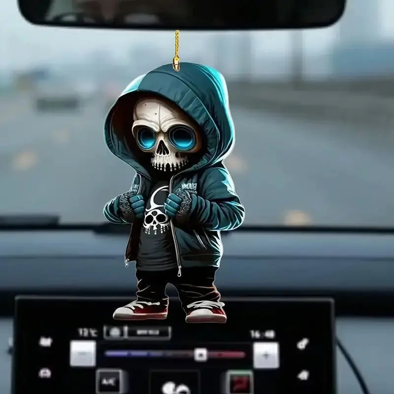 Skull Rearview Mirror Pendant, Gothic Car Hanging Ornament, Gift for Him and Her