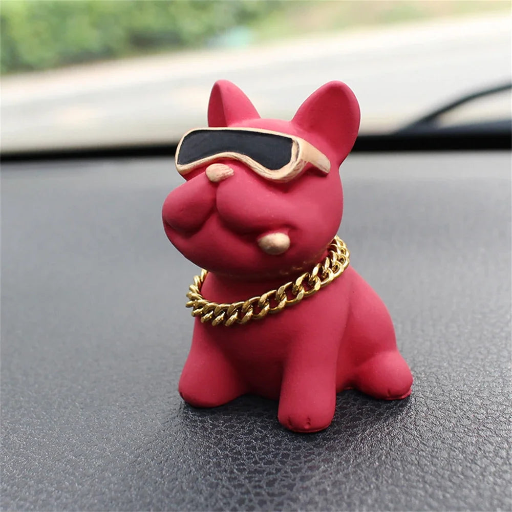 Resin Bulldog Car Dashboard Ornament, Durable Weighted Base, Interior Decoration