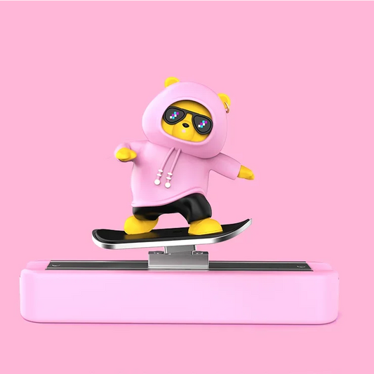 Skateboard Bear Magnetic Parking Number Plate, Cute Car Dashboard Decoration